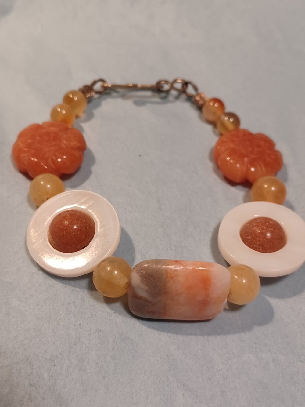 Beaded MOP Mother of Pearl & Stone and Semi-Precious stones bracelet
